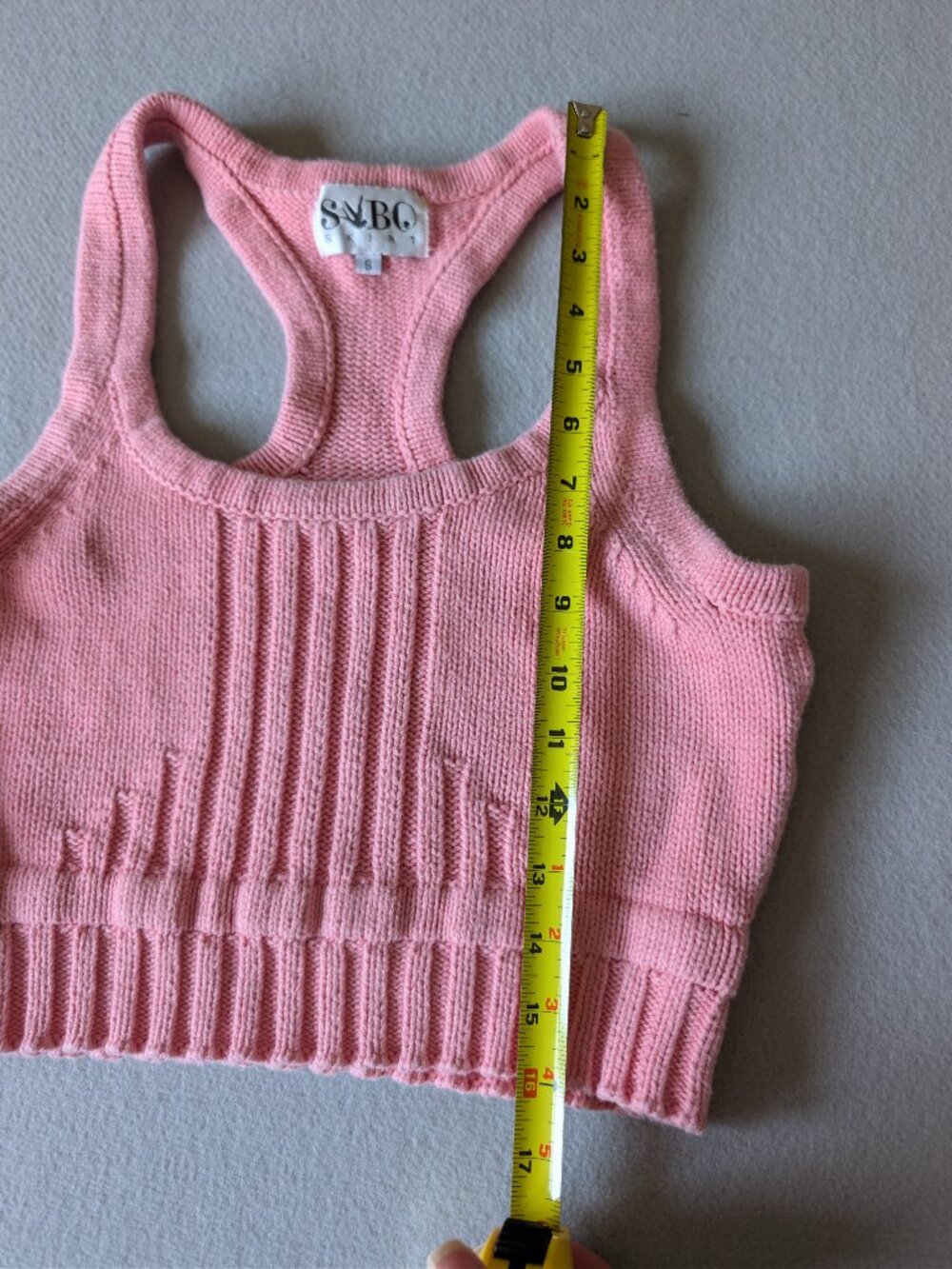 Sabo Skirt Pink Knit Racerback Crop Tank Top Ribbed Bustier Bralette Sz Small - Picture 6 of 7
